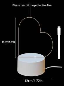 1pc Personalized LED Light Acrylic Message Board, Erasable USB Home Drawing Board, Bedroom Night Light, Birthday & Graduation Gift For Teenagers - White - View 5