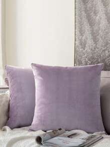 2pcs/set Mauve Purple Cushion Cover, Minimalist Fabric Decorative Throw Pillow Case For Home