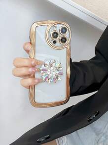 1入鍍銀浪花防摔手機殼+ 1套帶支架的花瓣手機殼 + 最新版隱藏支架 + 適用於蘋果、三星、小米、oppo、vivo