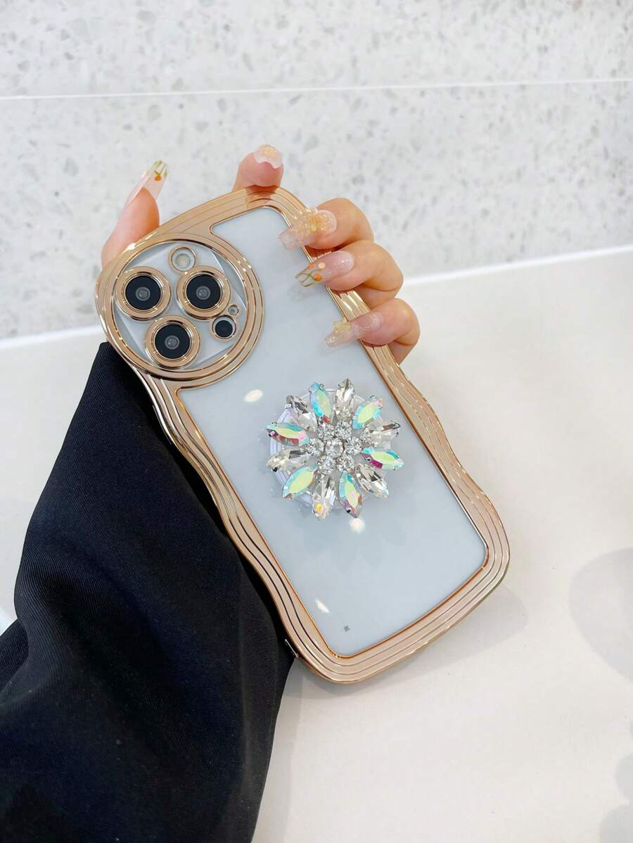 1入鍍銀浪花防摔手機殼+ 1套帶支架的花瓣手機殼 + 最新版隱藏支架 + 適用於蘋果、三星、小米、oppo、vivo