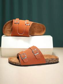 Couples' Summer And Autumn Beach Slippers, Anti-slip, Casual, Double Buckle - Orange - View 2