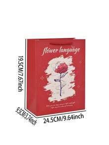 4 件節慶玫瑰禮品袋,情人節時尚奢華花束包裝袋,派對禮物紙袋 - 米色 - 查看 2