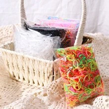 1000入組/袋彩色兒童蝴蝶結彈性頭髮圈,適用於節日場合女孩用的一次性髮帶