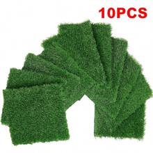 10入組12 X 12英寸綠色人造草方形墊,用於餐墊、派對、露台裝飾、diy工藝 - 軍綠色 - 查看 1