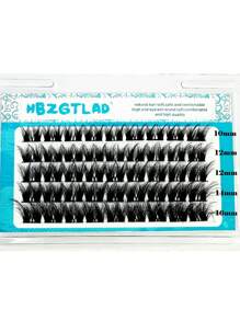 HBZGTLAD 5 Rows Natural Soft Mixed Size Segmented False Eyelashes 5d Fluffy Diy Individual Cluster Lashes Extension Faux Mink Eyelash Bundle - Black - View 3