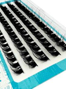 HBZGTLAD 5 Rows Natural Soft Mixed Size Segmented False Eyelashes 5d Fluffy Diy Individual Cluster Lashes Extension Faux Mink Eyelash Bundle - Black - View 5