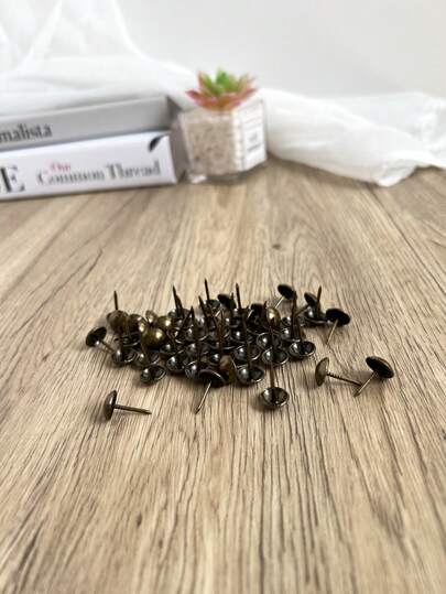 1box 50pcs Antique-style Upholstery Tacks, Upholstery Nails For Sofa Decor, Extra Large Head With Cap
