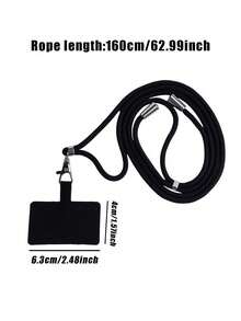 Retractable Phone Case Crossbody Lanyard - Black - View 3