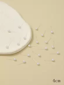 1套10對簡約優雅人造珍珠耳針套裝,適合女性日常佩戴 - 白色 - 查看 2