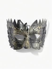 1pc Antique Gold Decorated Unique Carved Saw-tooth Style Mask, Perfect For Party And Dancing - Gold - View 2