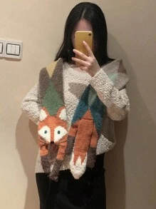 1條女士狐狸圖案的秋冬保暖時尚圍巾 - 彩色 - 查看 3