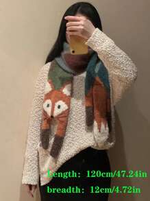 1條女士狐狸圖案的秋冬保暖時尚圍巾 - 彩色 - 查看 2