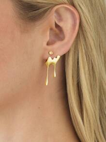 ESBERRY 1對女士蜜蜂和滴蜜不對稱耳釘，S925純銀華麗時尚首飾禮物，適合派對假期使用