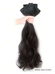 3 cái/bộ Sợi tổng hợp Kẹp tóc In Dài Dợn sóng Dày Miếng tóc giả Đối với phụ nữ Giường đôi Đầu Sợi tổng hợp Nối tóc Bóng Miếng tóc giả - màu đen - Xem 3