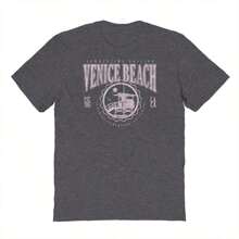 Nearly There Summertime Venice Venice Beach Beach Sunshina Sand Amusement Los Angeles California Graphic Dark Heather Unisex Cotton Short-Sleeve T-Shirt - Xám - Xem 1