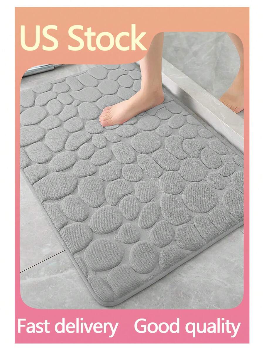 1 tấm thảm nhà tắm chống trượt, thấm hút tốt, họa tiết sỏi, mềm mại, nhanh khô, thích hợp cho phòng tắm gia đình, trang trí nhà bếp và các không gian trang trí nhà cửa khác. Thảm trải sàn ngoài trời, thảm cửa ra vào mùa hè. - Màu Xám nhạt - Xem 1