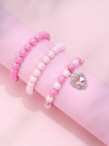 Conjunto De 3 Pulseras Rosas De Joyería - Multicolor - Ver 1