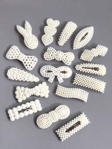 16 件/套仿珍珠发夹，款式多样，配饰、秋季、头发、发饰、配饰、女士发饰、旅行、发饰、女士配饰、发饰、女士发饰、美发工具、发饰、东西、美容配饰 - 彩色 - 查看 4