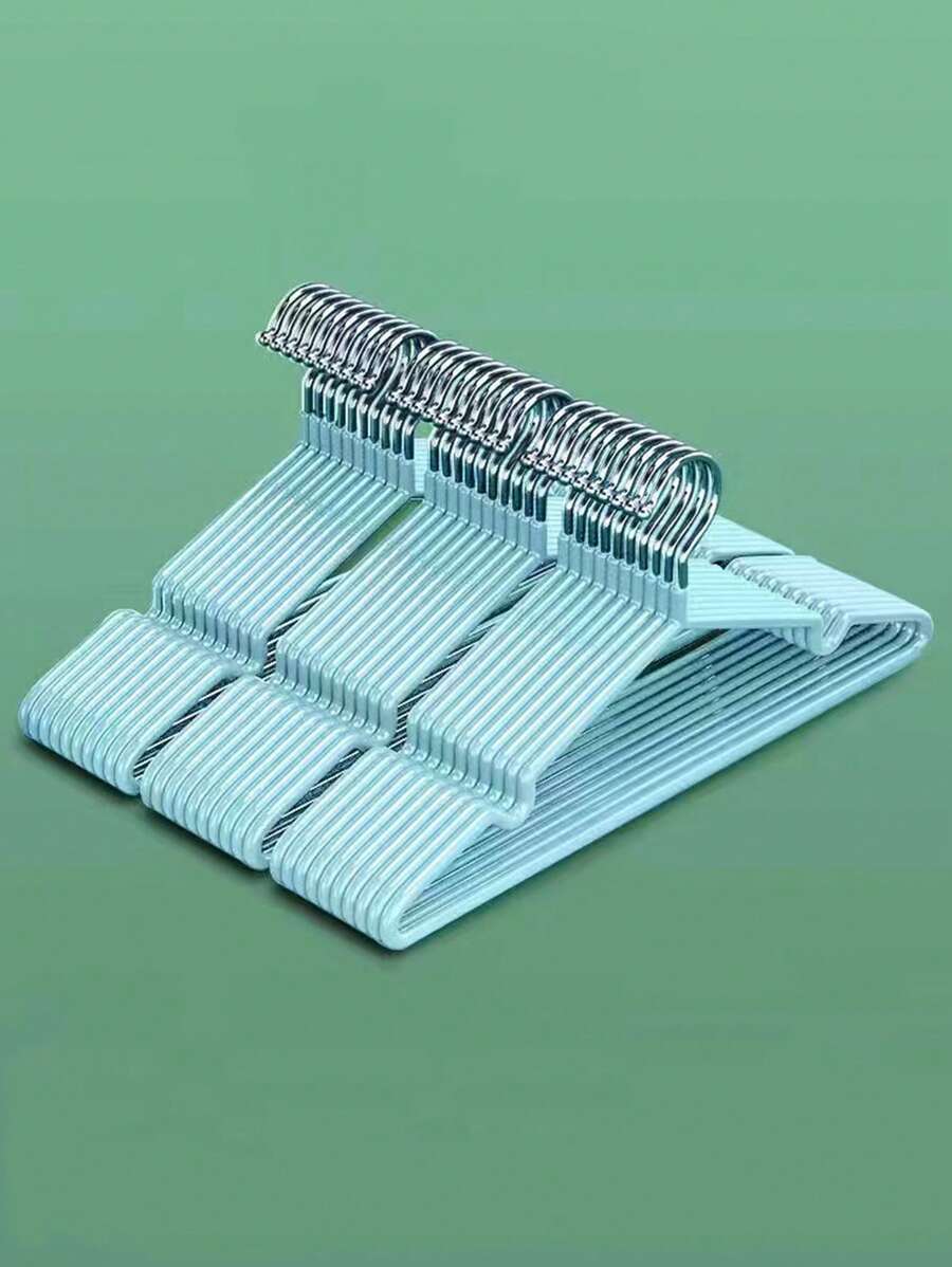 30pcs Blue Clothes Hanger, Home Non-slip Metal Drying Rack, Back To School Dormitory Supplies