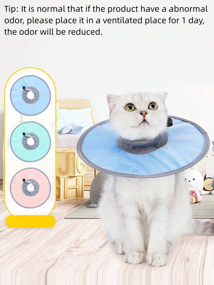 1 Pieza Collar Isabelino Para Mascotas De Color Aleatorio, Collar Protector Antisalivación Para Gatos Después De Cirugía Y Lesiones Del Cuello - Multicolor - Ver 1