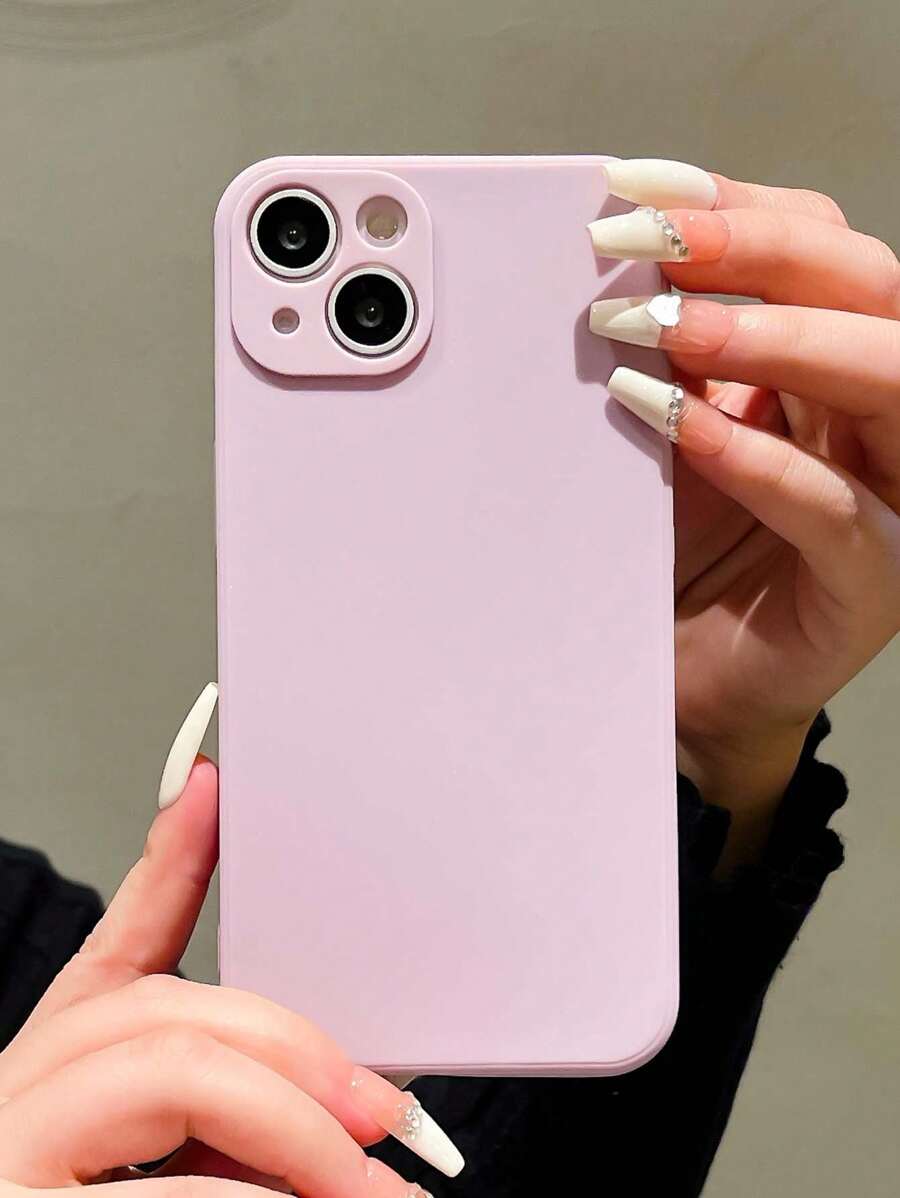 1 pieza Funda de teléfono de unicolor compatible con iPhone - Púrpura malva - Ver 1