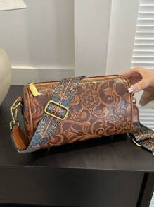 Túi Crossbody Nữ Đồ họa Tất cả trên in Có thể điều chỉnh được - màu nâu - Xem 1