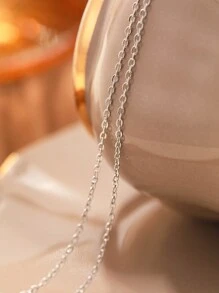 Unisex Stainless Steel Chain Necklace In Silver For Pendants, Exquisite Jewelry - Silver - View 4