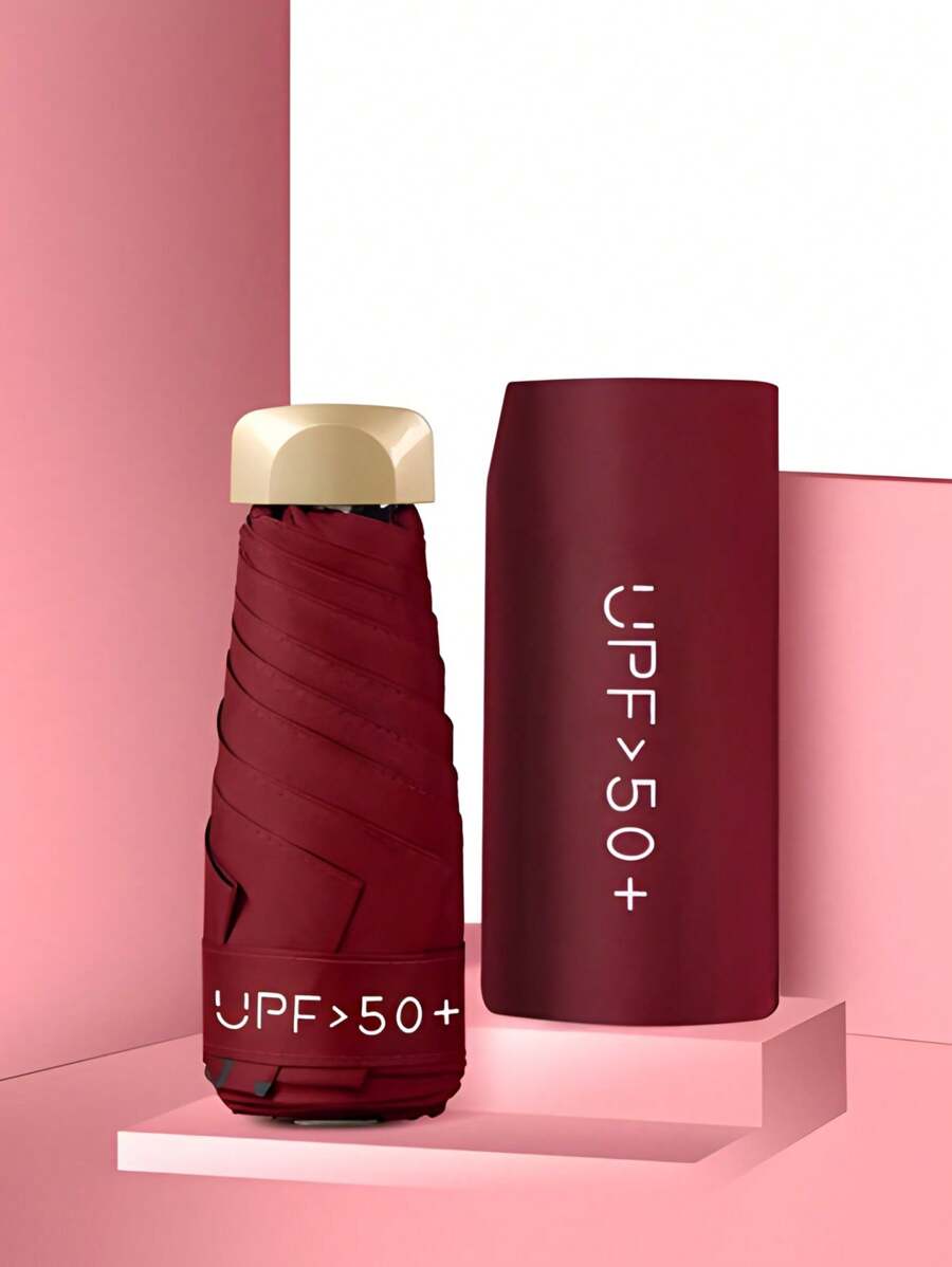 Paraguas Sombrillas De Bolsillo Reforzada Portatil Para Uv y Lluvias. - Rojo - Ver 1