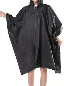 一件加厚防水EVA材质徒步雨衣，多功能男女通用带帽雨披，适用于徒步、露营、户外活动保暖，也可用于闺蜜节、宠物派对、嘉年华、派对装饰、春夏精选、伴娘礼物、房间装饰、卧室装饰、海滩、旅行、男士、女士、度假、可爱小物、户外、花园、旅行必备、便携必备、海滩必备、毕业季、毕业典礼、毕业礼物、毕业典礼礼物、毕业礼物、毕业派对、户外必备、旅行便携、徒步必备、露营必备、便携工具、夏季必备、夏季便携 - 黑色 - 查看 5