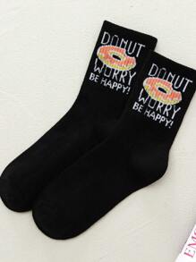 5雙/套男士透氣吸濕休閒時尚圖案中筒襪,隨機發貨 - 彩色 - 查看 5