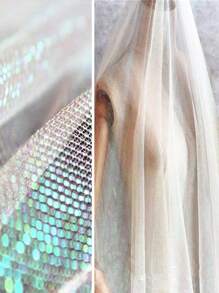 1 Miếng Biến đổi dần Hai màu Lưới Chất vải , Laser Kết cấu Nhìn xuyên qua Chất vải Chân váy dài Khăn choàng Creative Thủ công Chất vải - Nhiều màu - Xem 5