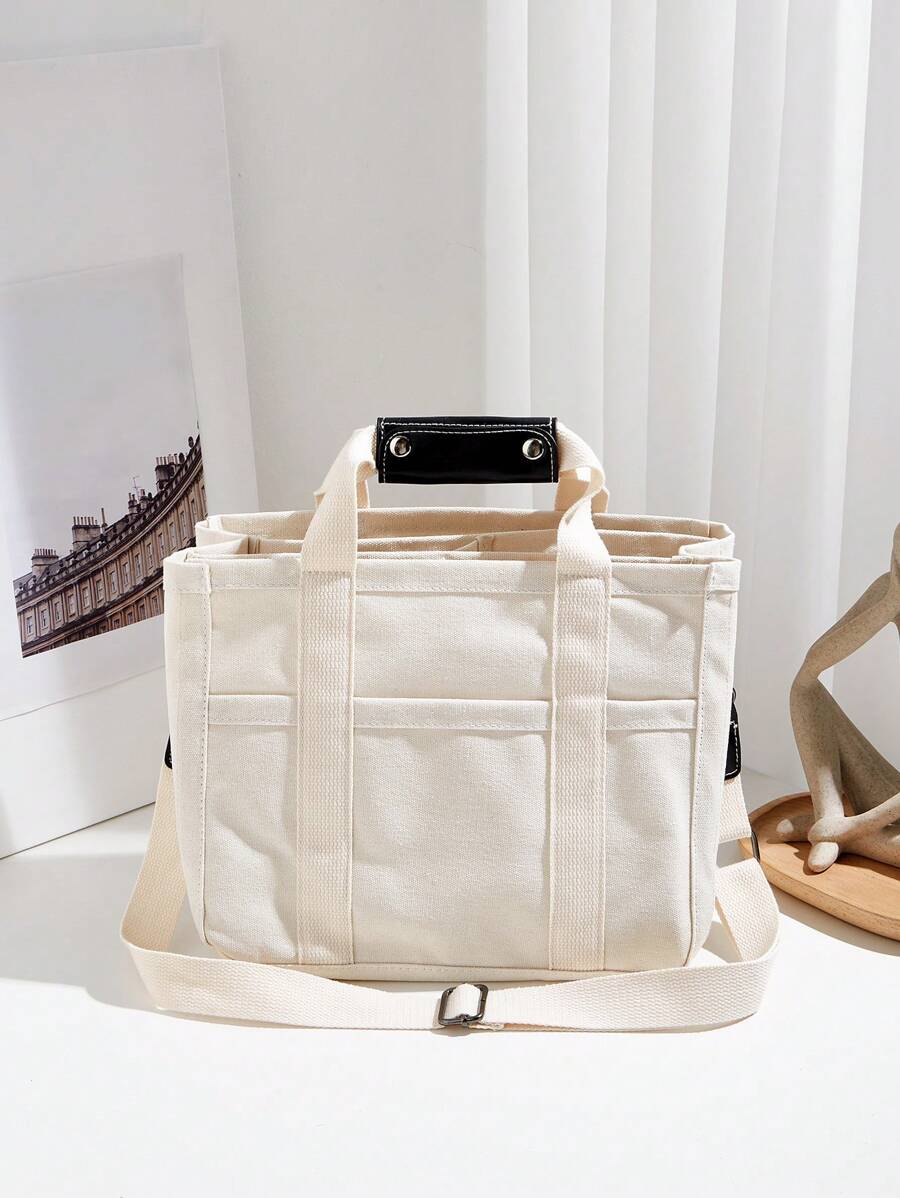 多功能通勤媽咪包,帶多個口袋和隔層,適合戶外使用、嬰兒護理和收納 - 米色 - 查看 1
