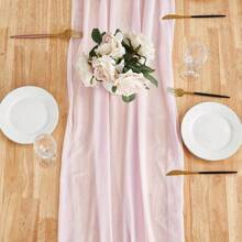 粉色12x108英寸透明婚禮用桌布,浪漫鄉村風格適用於婚禮派對、嬰兒淋浴裝飾 - 淺粉色 - 查看 5