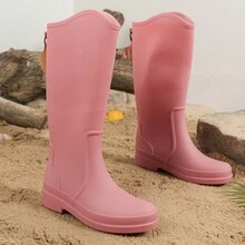 Fashionable Women's Mid-calf Rain Boots, Waterproof Rubber Shoes For Outdoor Work And Water Activities, European And American Style - Baby Pink - View 3