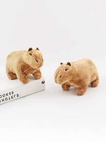 1pc Brown Lifelike Plush Capybara Stuffed Animal Toy, Short Hair, Birthday Gift For 14-year-old Boys And Girls, Suitable For Halloween & Christmas Gifts Desktop Decoration - Brown - View 4