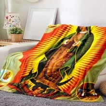 1 件印有圖案的法蘭絨毯子,非常適合床、沙發、沙發、空調;豪華、溫暖、舒適,是送給每個人的完美禮物