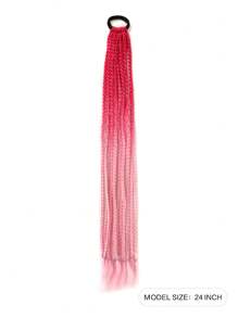 彩色馬尾髮延長配件,用於瘋狂的日常髮型配件,色彩繽紛的假髮,帶橡皮筋的彩虹編織合成髮飾女士髮延長