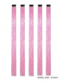 5入組夾式閃粉髮片組,耐熱閃粉夾片式髮套,為女性、女孩和兒童提供精靈般閃亮秀髮,時尚節日禮物和華麗髮飾