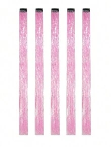 5入組夾式閃粉髮片組,耐熱閃粉夾片式髮套,為女性、女孩和兒童提供精靈般閃亮秀髮,時尚節日禮物和華麗髮飾