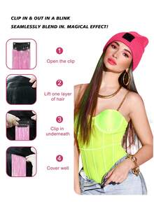 5入組夾式閃粉髮片組,耐熱閃粉夾片式髮套,為女性、女孩和兒童提供精靈般閃亮秀髮,時尚節日禮物和華麗髮飾