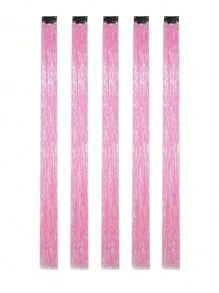 5入組夾式閃粉髮片組,耐熱閃粉夾片式髮套,為女性、女孩和兒童提供精靈般閃亮秀髮,時尚節日禮物和華麗髮飾