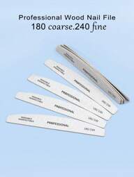 5 szt. półksiężycowych pilników do paznokci z drewna o gradacji 180/240, dwustronnych, zmywalnych pilników, wielokrotnego użytku, polerek do paznokci, narzędzi do manicure, do paznokci naturalnych, do użytku domowego i salonowego, pilników do paznokci, artykułów do paznokci, narzędzi do zdobienia paznokci, akcesoriów do paznokci, narzędzi do zdobienia paznokci, narzędzi do paznokci do szkoły, narzędzi do paznokci do naklejania na paznokcie