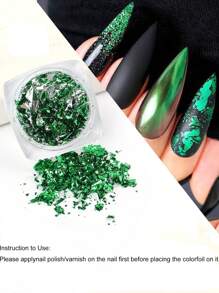 1 盒 5 克 Y2K 美学高光泽金箔纸指甲装饰带玫瑰金箔碎片 - 彩色 - 查看 1