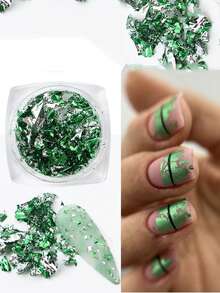 1 盒 5 克 Y2K 美学高光泽金箔纸指甲装饰带玫瑰金箔碎片 - 彩色 - 查看 2