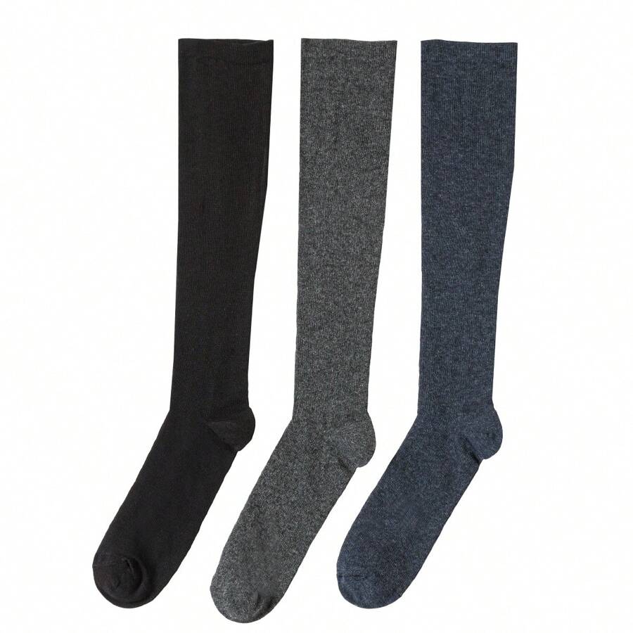 3雙混色女性壓縮競技長款襪子適用於戶外運動&休閒穿戴 - 彩色 - 查看 1