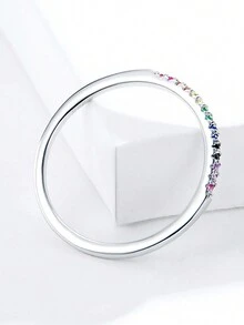 1入組彩色圓環情人節禮品適合女士S925純銀精細的女士們首飾類禮品 - 銀色 - 查看 5