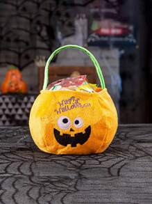 1 件萬聖節兒童禮物南瓜形糖果袋帶手柄、trick Or Treat 禮品籃 - 彩色 - 查看 1