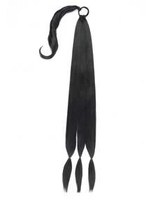 Long Braided Ponytail Extension with Hair Tie Straight Wrap Around Hair Extensions Ponytail Natural Soft Synthetic Hair Piece for Women Daily Wear