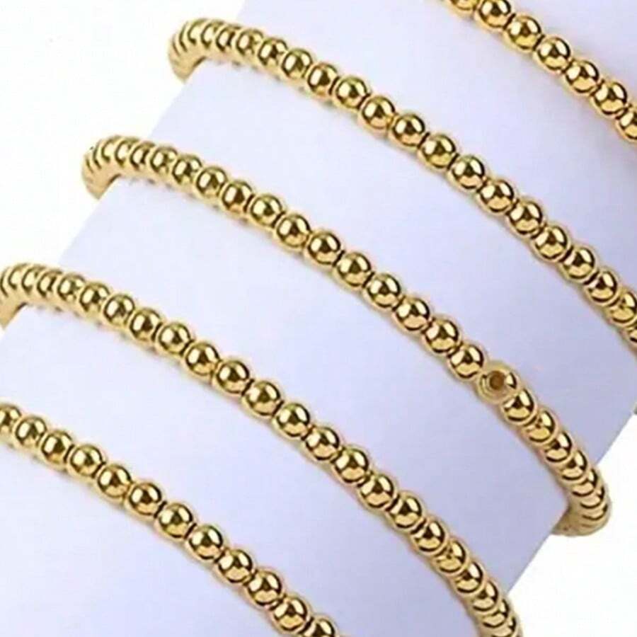 200入組 Diy 鑽孔珠子,用於首飾製作、項鍊、手鍊、腳鍊裝飾 - 金色 - 查看 1