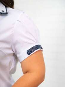 Plus Size Women Tops - Blue and White - View 4